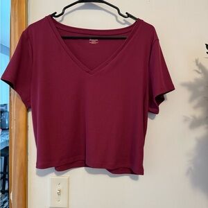 No Boundaries Deep Burgundy V-Neck Crop Top